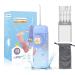 Kids Water Flosser Portable Water Flosser Cordless for Teeth Cleaning Professional IPX7 Waterproof Water Teeth Cleaner 2 Modes with 4 Replaceable Nozzles (Blue)