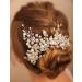 Deniferymakeup Bridal Pearl Headband Leaf Hair Piece Crystal Hair Vine Wedding Hair Accessory for Women and Girls (Silver)
