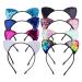 KIPETTO 8Pcs Cat Ears Headbands Reversible Shiny Sequin Hairband Kitty Hair Hoops Hair Accessories for Women Girls Daily