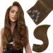 Easyouth brown clip extensions real hair clip in hair extension naturally clip in hair extensions dark brown 18 inch 120g #4 7pcs 45.72 cm 1-2 cp #4 7PCs