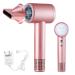 Cordless Ionic Hair Dryer with Digital Screen 4 Mode Charging Blow Dryer with Magnetic Nozzle Travel Hair Dryer for Women Kids Outdoor Camping Beaches (Pink) Dightal Screen Pink