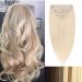 Real Remy Human Hair Extensions Clip In Extensions Human Hair Extension 8pcs 18clips 105g-50cm (#70 White Bleach)