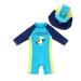 BONVERANO Baby Boys Swimsuit Toddler Bathing Suit Short-Sleeve Zipper One Piece Swimwear with UPF 50+ Sun Protection 3-6 Months Surfing Crocodile