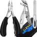 Toenail Clippers for Thick Nails for Seniors - Professional Ergonomic Angled Head Nail Clippers with Catcher Podiatrist Wide Jaw Sharp Blade Heavy Duty Toe Nail Clippers Gifts for Men & Women Black & Sliver