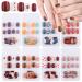 Kalolary 192 pieces fake nails artificial stiletto fingernails full of cover fingernails Nice pattern with 8 sheet fake nail glue sticker (style C)