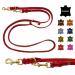 Dogeleine fat leather brass small dogs / large dogs 2m / 2.40m / 2.80m / 3.50m / 5m Double linen adjustable (2m x 15mm red) 2m x 15mm red