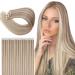RUNATURE Virgin Tape Hair Extensions Human Hair Blonde Highlight Ash Blonde Tape in Hair Extensions Virgin Tape Hair Extensions Real Human Hair 14Inch 10Gram 14 in #18P613