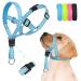 Weesiber soft dog collar adjustable dog head dishes padded no pulling halter with reflective safety strips for training and walking (blue s) small blue