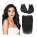 Hair Toppers for Women Wire Hair Extensions Human Hair Remy Human Hair 12-18 inches Silky Straight Jet Black Invisible Light Fish Line Hair Pieces with 4 Clips for Women Messy Hair Bun Hairpiece(18i 18inches