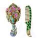 MULHUE Hand Held Mirror  Vintage Hand Mirror Peacock Flower Pattern Decorative Hand Mirror Metal Vanity Mirror Comb Set  Bronze