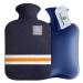 OliviaLiving Hot Water Bag Hot Water Bottle 2 Liter Heat Up and Refreezable Hot Cold Pack with Classic Striped for Pain Relief Hot Cold Therapy Deep Blue