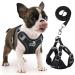 Rennaio dog harness no pull adjustable puppy dishes with 2 linen clips ultra breathable upholstered padded breast dishes and leash set for small and medium-sized dogs (black s) black s