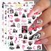 JMEOWIO 9 Sheets Halloween Nail Art Stickers Decals Self-Adhesive Skull Horror Ghost Pink Pumpkin Spook Nail Supplies Nail Art Design Decoration Accessories