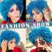 WIGER Short Blue Curly Afro Wig for Black Women with Bangs | Synthetic Heat Resistant Blue Kinky Curly Hair Full Wig - Glueless - Buy Online on GoSupps.com