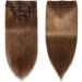 Elailite Standard Weft Hair Extensions - 20 Light Brown Remy Clip-In Human Hair - 8 Pieces Full Head, 105g - Buy Online on GoSupps.com