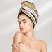 Hair Towel Wrap - Quick Drying Turban with Button | Gold Glittering Hearts & Flamingos - Buy Online on GoSupps.com