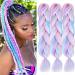 Fanwyfyu Jumbo Braid Synthetic Hair 3 Pieces 24 Inches Kanecalon Hair BraIding Extensions for Crochet Twist Braiding Hair (White/Pink/Light Blue/Light Purple) 24 Inch (Pack of 3) MD16-3Pack