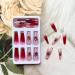 Long Coffin Red Press on Nails with Rhinestone Rose Design - Full Cover Stick on False Nails for Women - Cute Flower Artificial Nails for Valentines Day Manicure - Buy Online on GoSupps.com