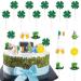 Saint Patrick's Day Glitter Clover Green Round Badge Cupcake Toppers - Saint Patrick Cake Topper Decorations For St Patrick Day Party Engagement Holiday Celeration Dessert Decor