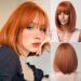 Testar 14 inch short straight orange bob wigs for women synthetic ginger wig with pony heat -resistant hair for female cosplay daily party use
