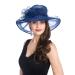 Lucky Leaf Women Kentucky Derby Church Cap Wide Brim Summer Sun Hat for Party Wedding Navy