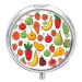 Round Pill Box Vegetable Fruit Print 3 Compartment Medicine Pill Case Print Pill Organizer Decorative Metal Portable Pill Box Pocket Pill Box