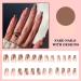 24Pcs Medium Long Coffin Fake Nails - Brown Ballerina Glossy Acrylic with Star Designs | False Stick on Nails for Women - Buy Online on GoSupps.com