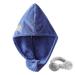 Microfiber hair towel - hair towel wrap hair towel turban with loop and button closure super absorbent fast drying hair cloth dark blue