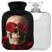Naanle Fantasy Skull Roses hot water bottle with reference transparent hot water bottle Handfoots Heat bag for pain relief heat and cold therapy 2L