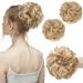 SARLA 2PCS Messy Hair Bun Hair Piece Small Scrunchies Synthetic Bun Hairpieces for Women Girls Updo Hair Extensions (Light Honey Blonde) Light Honey Blonde-2PCS