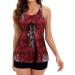 oelaio Tankini Swimsuits for Women Two Piece Bathing Suits Boyshorts Floral Print Tank Top High Waist Swimsuits Padded Push Wine - Buy Online on GoSupps.com
