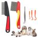 6PCS Flea Comb for Dog Cat Flea Catcher Comb Fine Long Teeth Dog Flea Combs Stainless Steel Lice Tear Stain Remover Dog Tick Removal Tool for Puppy Kitten Hair Grooming (Red)