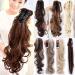 S-noilite ponytail extension clip in hair extension claw on Curly Wavy Pony Tail Synthetic hairpieces for women 24" & 155g Curly - Golden mix Bleach Blonde Golden mix bleach blonde 24 Inch