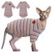 Hairless cat cotton clothing breathable summer t-shirts streak vest pet clothing soft stretchable skin-friendly cat clothing cat pajama jumpsuit for sphynx cornish rex devon rex l (7.7-8lbs) violet