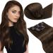 Laavoo clip extensions real hair brown real hair extensions clip dark brown hair extension real hair clip extensions twice treat 120g 7pcs 45cm #4 45cm-120g 1.3 #4