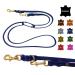 Dog liner fat leather brass small dogs / large dogs 2m / 2.40m / 2.80m / 3.50m / 5m Double linen adjustable (2.80m x 8mm navy blau) 2.80m x 8mm navy blau