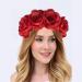 amangul Rose Flower Headband for Bridal Women Wedding Hairband Rose Headhoop Elegant Headpiece Lady Girl Party Hair Decors(Red) - Buy Online on GoSupps.com