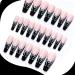 Coffin False Nails Long 24Pcs Black French Fake Nails with Flame Design - Nail Glue Included | Ballerina Stick-on Nail Art for Women and Girls - Buy Online on GoSupps.com