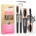 False Eyelash Effect Mascara + Eyeliner, Thicker Voluminous Eyelashes, Amplified Effect & Long Lasting, Waterproof and Smudge-Proof Eye Makeup Kit, Black