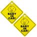 TIESOME 2PCS Baby on Board Sign for Car Warning Removable Kids Safety Warning Sticker Sign for Car Warning with Suction Cups Durable Baby Sticker Decal (Baby in Car)