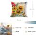 Set of 4 Sunflower Throw Pillow Covers - Farmhouse Decor 18 x 18 Inch Linen Cushion Covers for Home, Sofa, Bedroom, Car - Buy Online on GoSupps.com