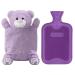 HomeTop Premium Classic Rubber Hot or Cold Water Bottle with Cute Stuffed Animal Cover (2 Liter  Light Purple) Light Purple 67.63 Fl Oz (Pack of 1)