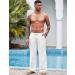 Coofandy Men's Long Linen Pants - Light Summer Beach Pants with Elastic Waist & Pockets Loose Fit White L - Buy Online on GoSupps.com