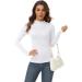 AUHEGN Women's Mock Turtleneck Top - Slim Fit Base Layer Shirt in White - Buy Online on GoSupps.com
