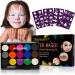 Face Paint Face Painting Kit Halloween Makeup Body Paint Kit Face Paint, Professional Cosplay Makeup Kit for Sensitive Skin with 4 Templates & 2 Brushes