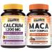 Vitalibre Calcium 1200mg Vitamin D3 5000IU 120 Tablets and Maca Root Capsules 1 500mg 120 Capsules Bundle Non-GMO