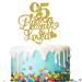 Tenhaisi Gold Glitter 95 Years Blessed & Loved Cake Topper - 95th Birthday / 95th Wedding Anniversary Cake Topper - Happy 95 Birthday Sign - 95th Birthday / 95th Anniversary Party Decoration