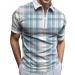 Collar Stripe Sleeve Men's Blouse Polos Shirt Splice Casual Zipper Turn Down Men's Blouse Floral Long Sleeve Dress Shirt Men Crewneck Plus Size Sweatshirts Shirts 3XL Blue