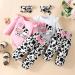 UUAISSO Baby Girls Cow Print Ruffled Long Sleeve Top & Pants Set | Infant Outfit 0-3 Months | White - Buy Online on GoSupps.com