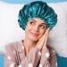 Adjustable Silk Bonnet Set | Double Sided Satin Sleep Caps | Light Blue & Hole Blue | 2 Pieces | All Hair Lengths - Buy Online on GoSupps.com